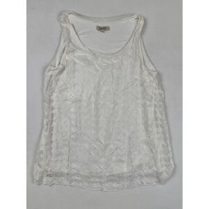 Via Signoria Silk Blend Embroidered Tank Top White Made Italy Size S